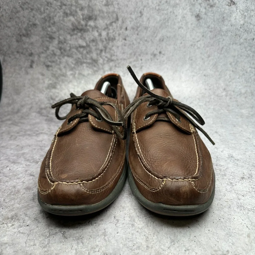 Dockers Boat Shoes Mens 13 Brown Stain Defender Leather Casual Loafers Moc Toe